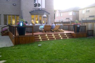 2 decks with interlock and landscaping design