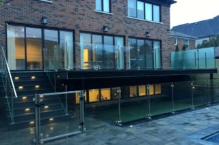 Long deck with glass railings