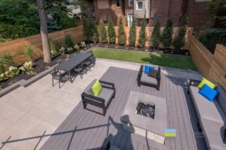 DECK DESIGN WITH OUTDOOR KITCHEN AND FIRE PIT