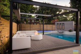 Fiberglas Pool With Pergola or Sport Court